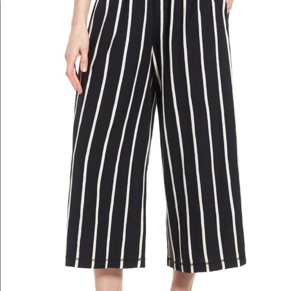 Striped Black and White Women's Culottes
